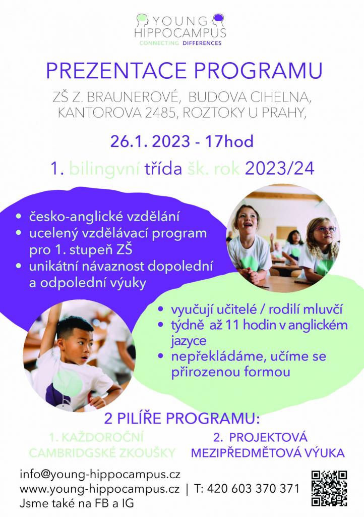 1. bilingvní česko - anglický program pro budoucí prvňáčky na ZŠ v Roztokách