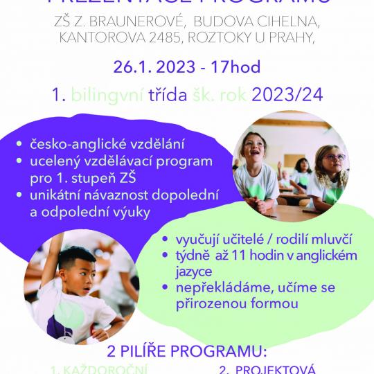 1. bilingvní česko - anglický program pro budoucí prvňáčky na ZŠ v Roztokách 1